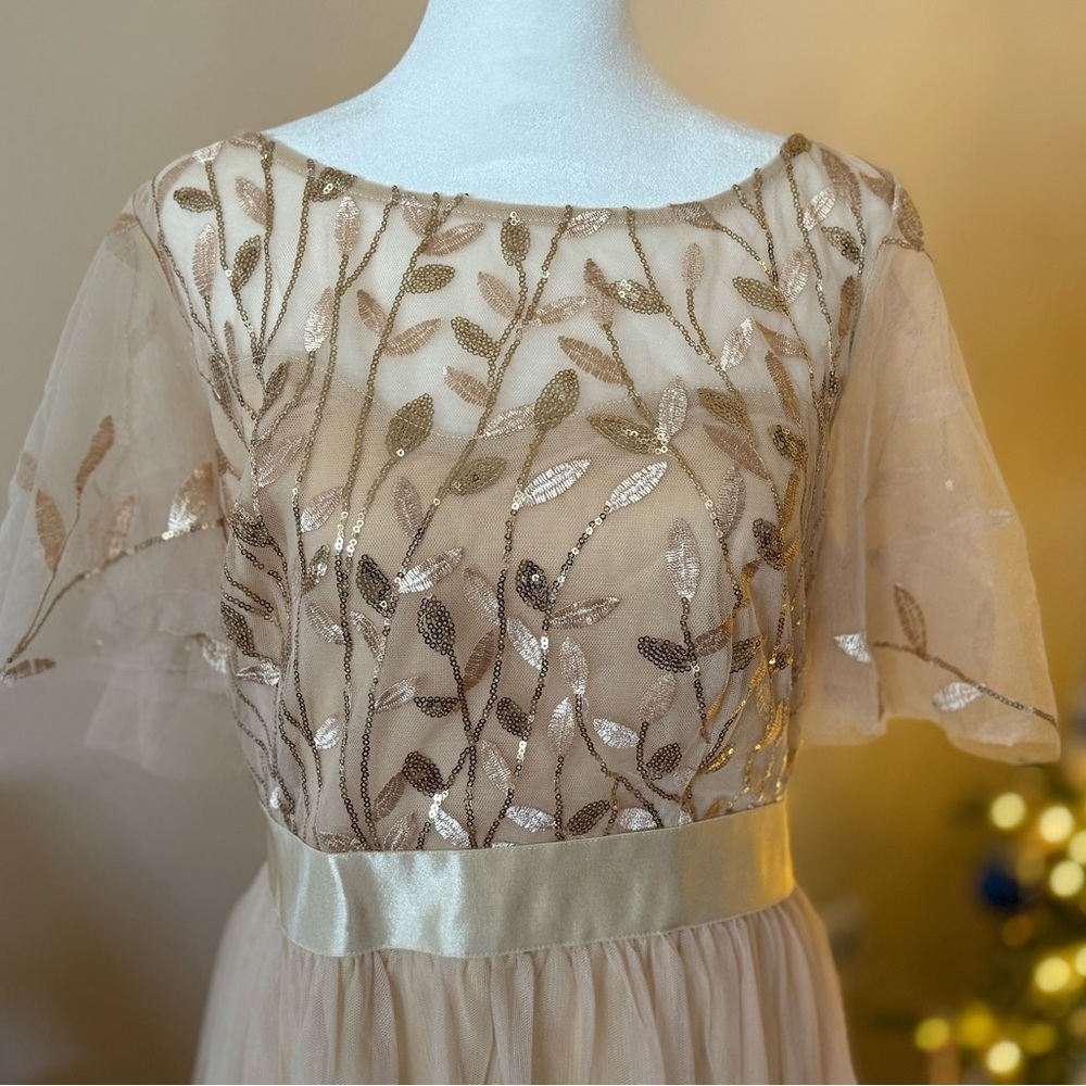 Ever Pretty Cream Dress with Gold Sequins, 16 - Picture 2 of 16